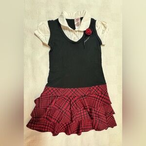Vintage Beautees Black and White Dress with Red Accent